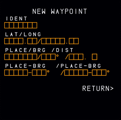 MCDU DATA New Waypoint Page MCDU DATA New Waypoint Page