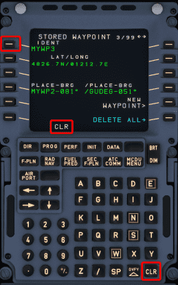 MCDU DATA Stored Waypoint CLR MCDU DATA Stored Waypoint CLR