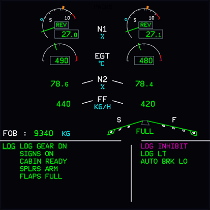 ECAM showing reverser ECAM showing reverser