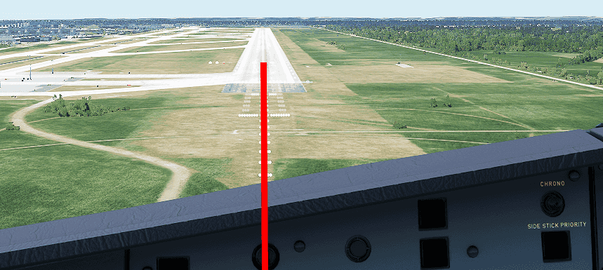 Hold the runway center line pointing under us Hold the runway center line pointing under us